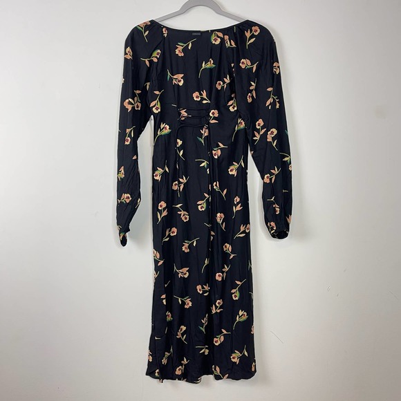 Billabong Black Floral Sweet to Me Long Sleeve Midi Dress NWT Size XS - Picture 5 of 10